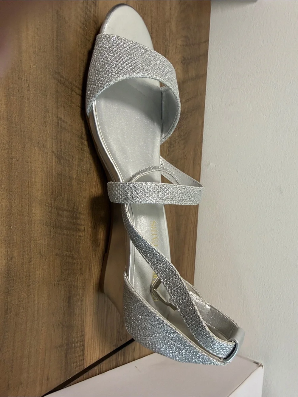 Dream Pairs Silver Glitter Strappy Heels